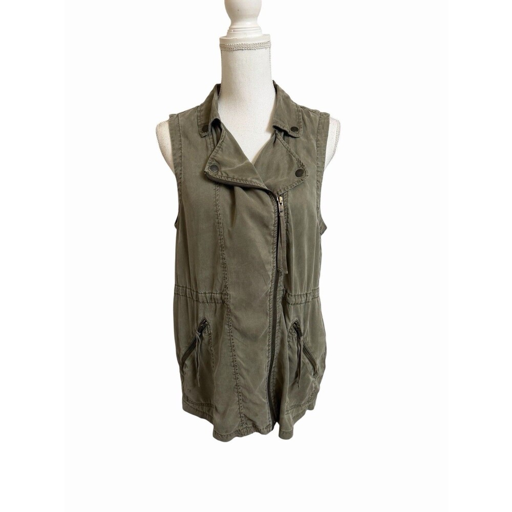American Eagle Outfitters Women's M Lyocell Sleeveless Green Utility Vest Jacket